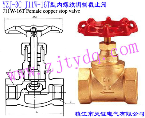 YZJ-3C J11W-16T型內螺紋銅制截止閥YZJ-3C J11W-16T Female Screw Copper Stop Valve
